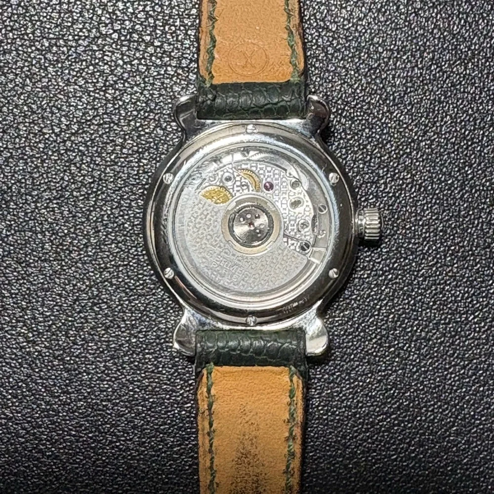 HERMES Kepler Authentic Auto Women Watch. Silver dial & Green Leather band. - Picture 12 of 16